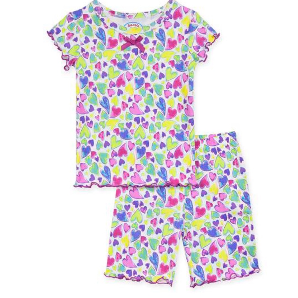 Sara's Prints Pink Hearts Cotton Pajama Set 5T
